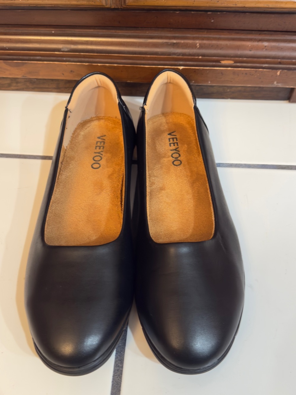 VEEYOO Black Minimalist Ballet Flats Women’s Size 11 Comfort Slip On Shoes”